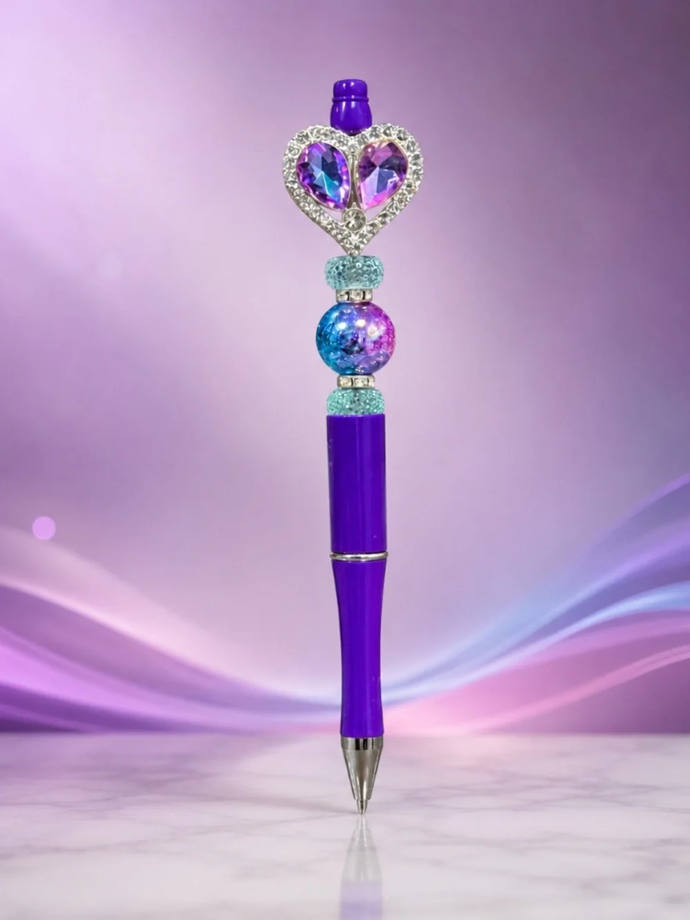 Galaxy Heart Glam Beaded Pen